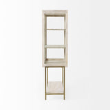 Arelius White Wood W/ Gold Metal Base Display Cabinet by Mercana at Eve Furniture