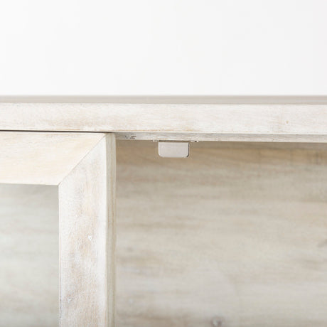 Arelius White Wood W/ Gold Metal Base Display Cabinet by Mercana at Eve Furniture