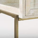 Arelius White Wood W/ Gold Metal Base Display Cabinet by Mercana at Eve Furniture