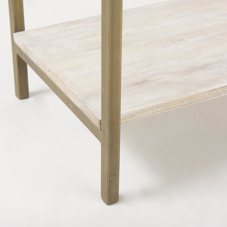 Arelius White Wood W/ Gold Metal Base Display Cabinet by Mercana at Eve Furniture