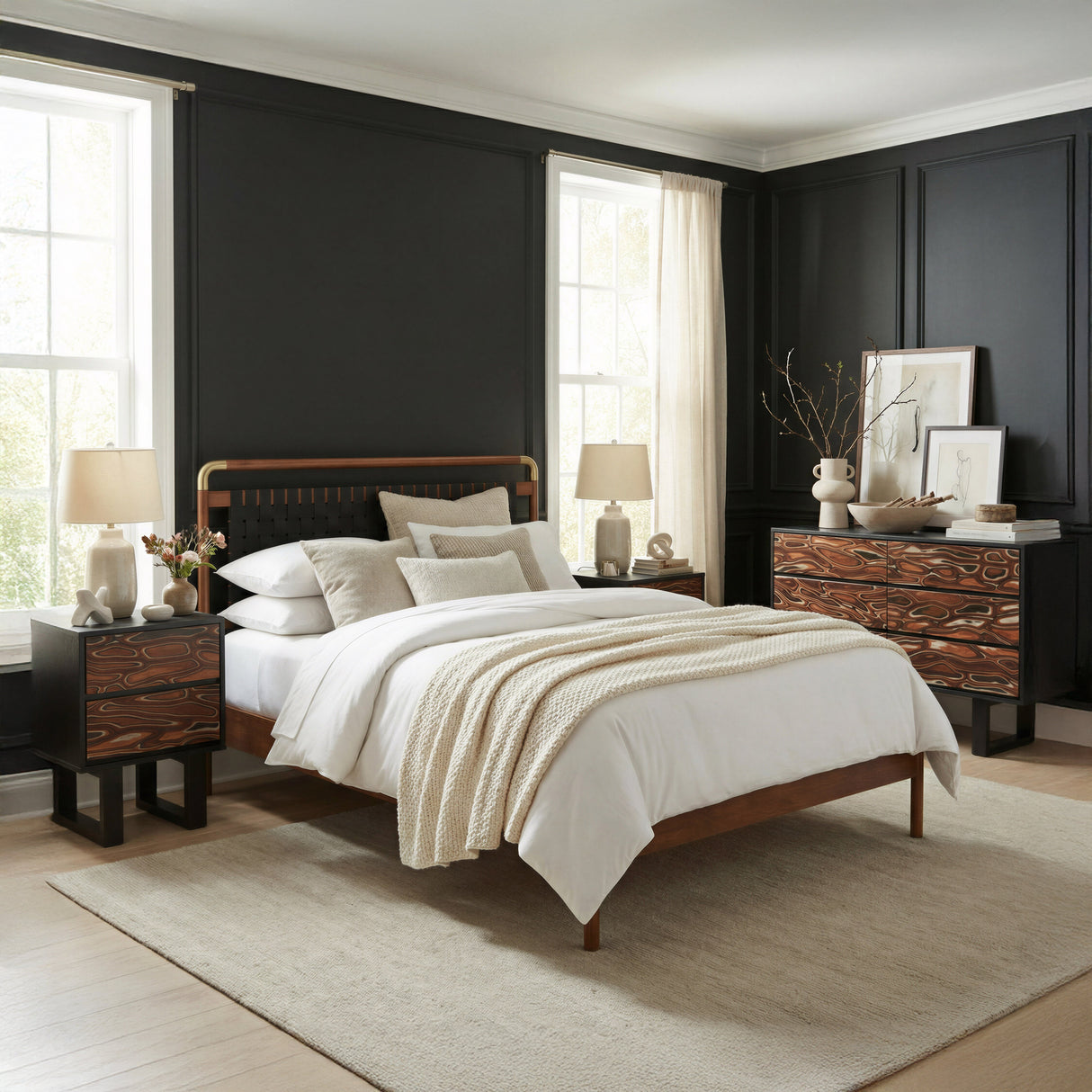 Aremi Brown & Black Nightstand by Zuomod at Eve Furniture