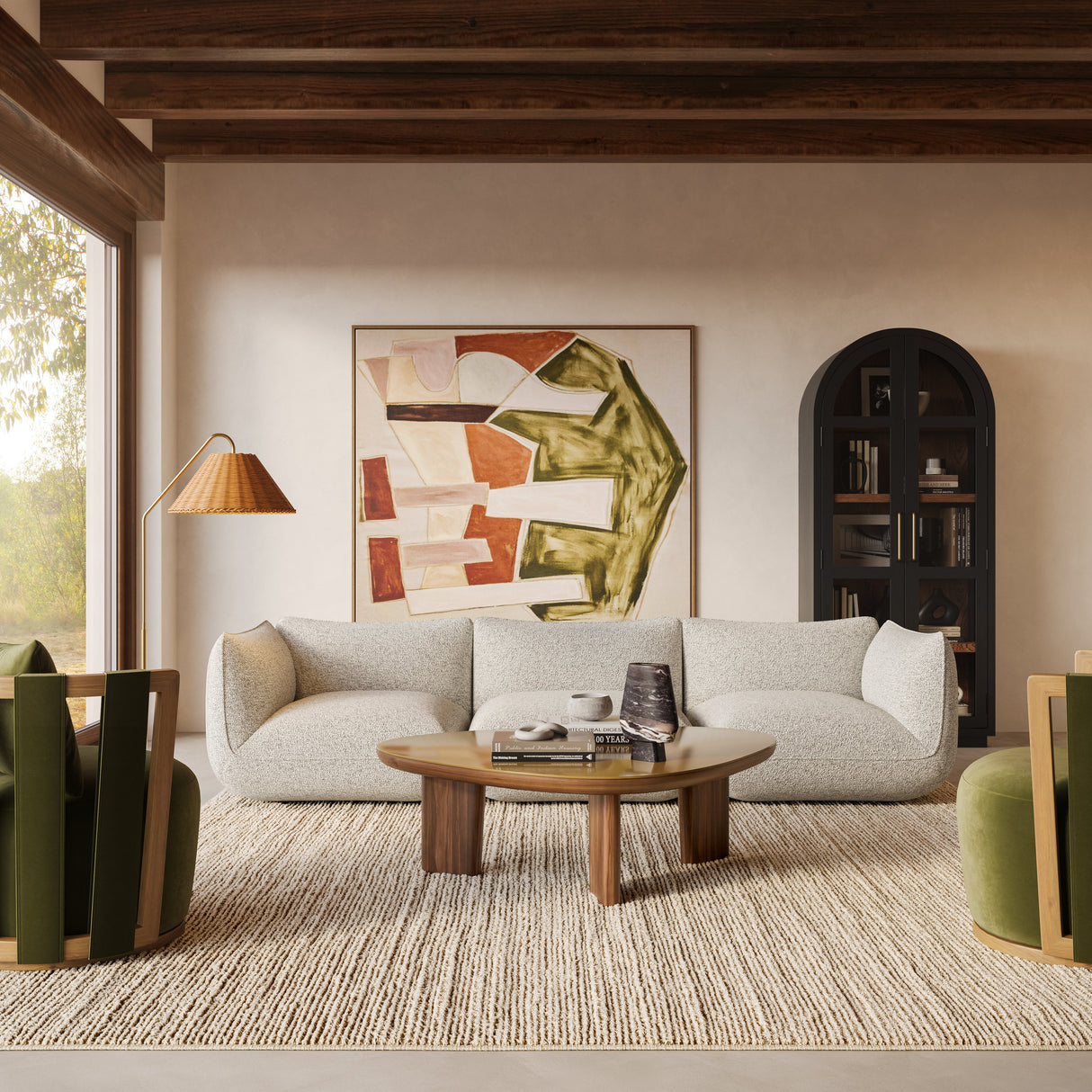Arezza 115" Stone White Contract-Grade Basketweave Chenille Modular Sofa by TOV Furniture at Eve Furniture