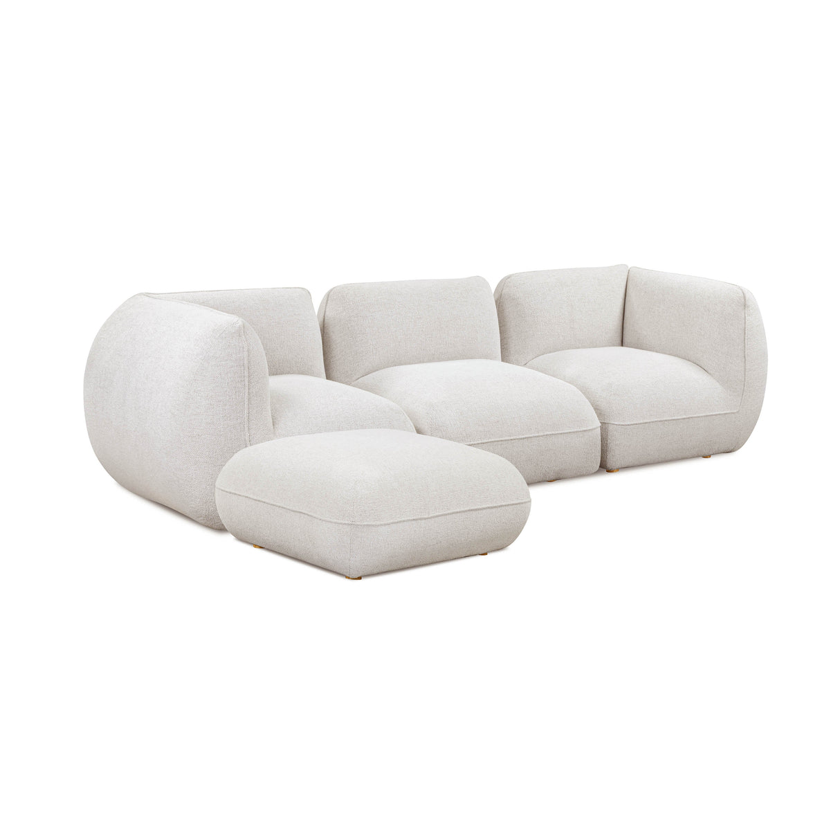Arezza 4-Piece Stone White Contract-Grade Basketweave Chenille Modular Sectional by TOV Furniture at Eve Furniture