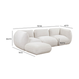 Arezza 4-Piece Stone White Contract-Grade Basketweave Chenille Modular Sectional by TOV Furniture at Eve Furniture