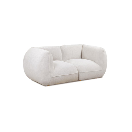 Arezza 80" Stone White Contract-Grade Basketweave Chenille Modular Loveseat by TOV Furniture at Eve Furniture