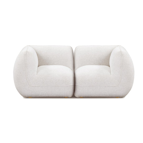 Arezza 80" Stone White Contract-Grade Basketweave Chenille Modular Loveseat by TOV Furniture at Eve Furniture