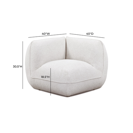 Arezza Stone White Contract-Grade Basketweave Chenille Corner Chair by TOV Furniture at Eve Furniture