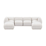 Arezza Stone White Contract-Grade Basketweave Chenille Modular U-Chaise Sectional by TOV Furniture at Eve Furniture