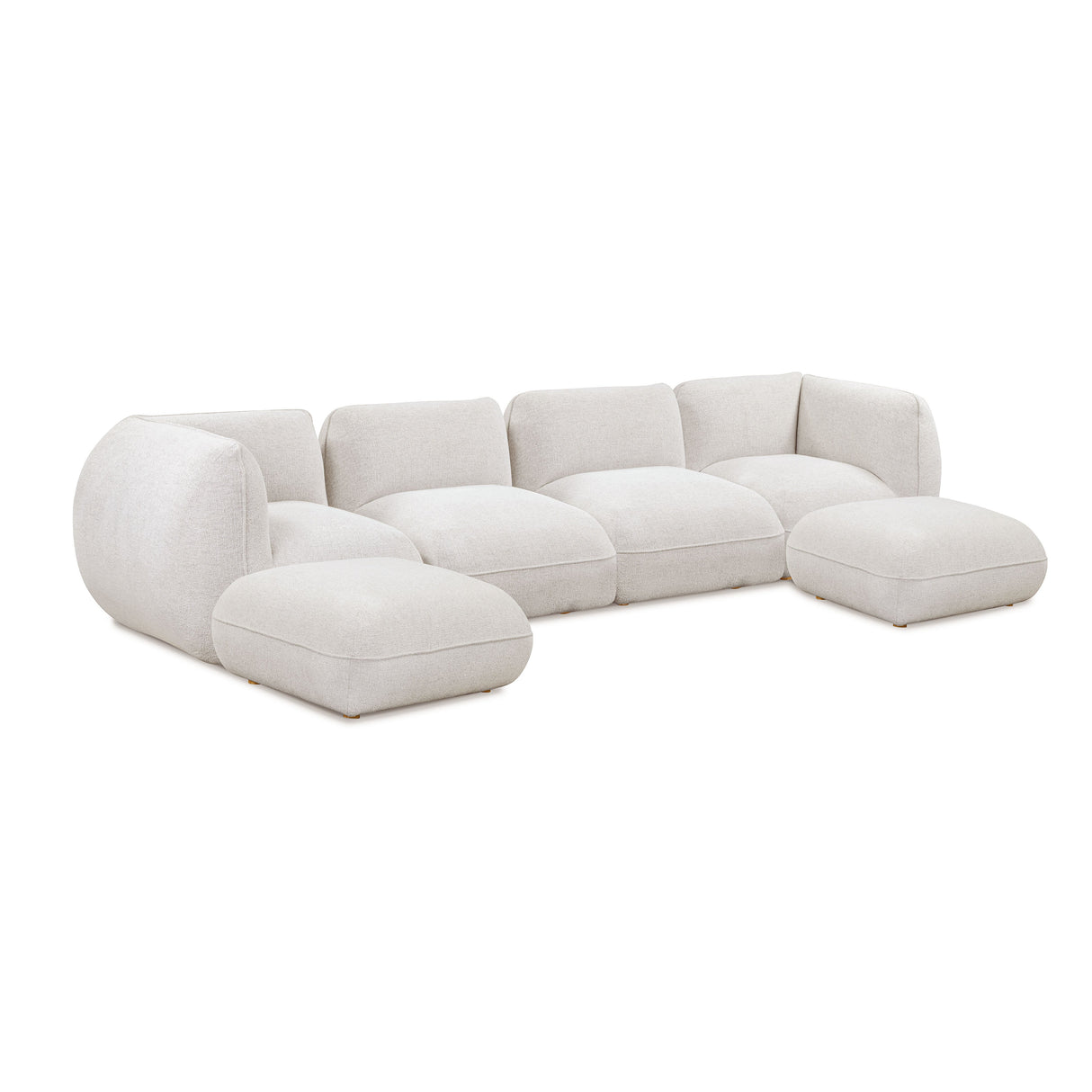 Arezza Stone White Contract-Grade Basketweave Chenille Modular U-Chaise Sectional by TOV Furniture at Eve Furniture