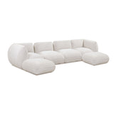 Arezza Stone White Contract-Grade Basketweave Chenille Modular U-Chaise Sectional by TOV Furniture at Eve Furniture