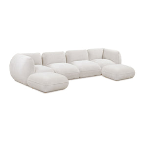 Arezza Stone White Contract-Grade Basketweave Chenille Modular U-Chaise Sectional by TOV Furniture at Eve Furniture