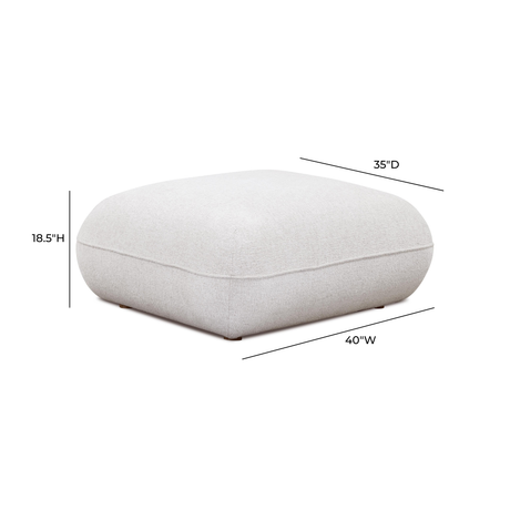 Arezza Stone White Contract-Grade Basketweave Chenille Ottoman by TOV Furniture at Eve Furniture