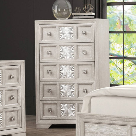 Argenthart Light Gray 5-Piece Queen Bedroom Set by Furniture of America at Eve Furniture