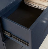 Argento Five Drawer Chest in Navy Blue and Burnished Brass by Modus Furniture at Eve Furniture