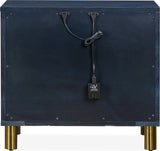 Argento Navy Blue/Burnished Brass Two Drawer USB Charging Nightstand by Modus Furniture at Eve Furniture