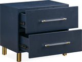 Argento Navy Blue/Burnished Brass Two Drawer USB Charging Nightstand by Modus Furniture at Eve Furniture
