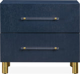 Argento Navy Blue/Burnished Brass Two Drawer USB Charging Nightstand by Modus Furniture at Eve Furniture