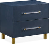 Argento Navy Blue/Burnished Brass Two Drawer USB Charging Nightstand by Modus Furniture at Eve Furniture