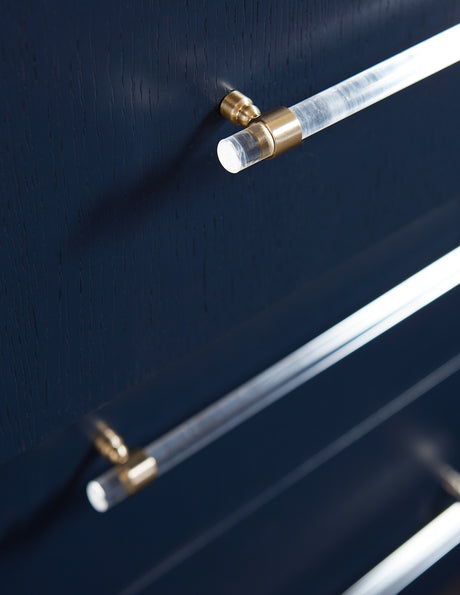 Argento Six Drawer Dresser in Navy Blue and Burnished Brass by Modus Furniture at Eve Furniture