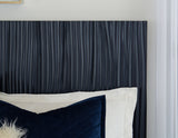 Argento Wave-Patterned Queen Bed in Navy Blue and Burnished Brass by Modus Furniture at Eve Furniture