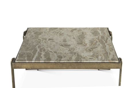 Argos 32" Coffee Table with Marble and Antique Brass by Home Trends & Design at Eve Furniture