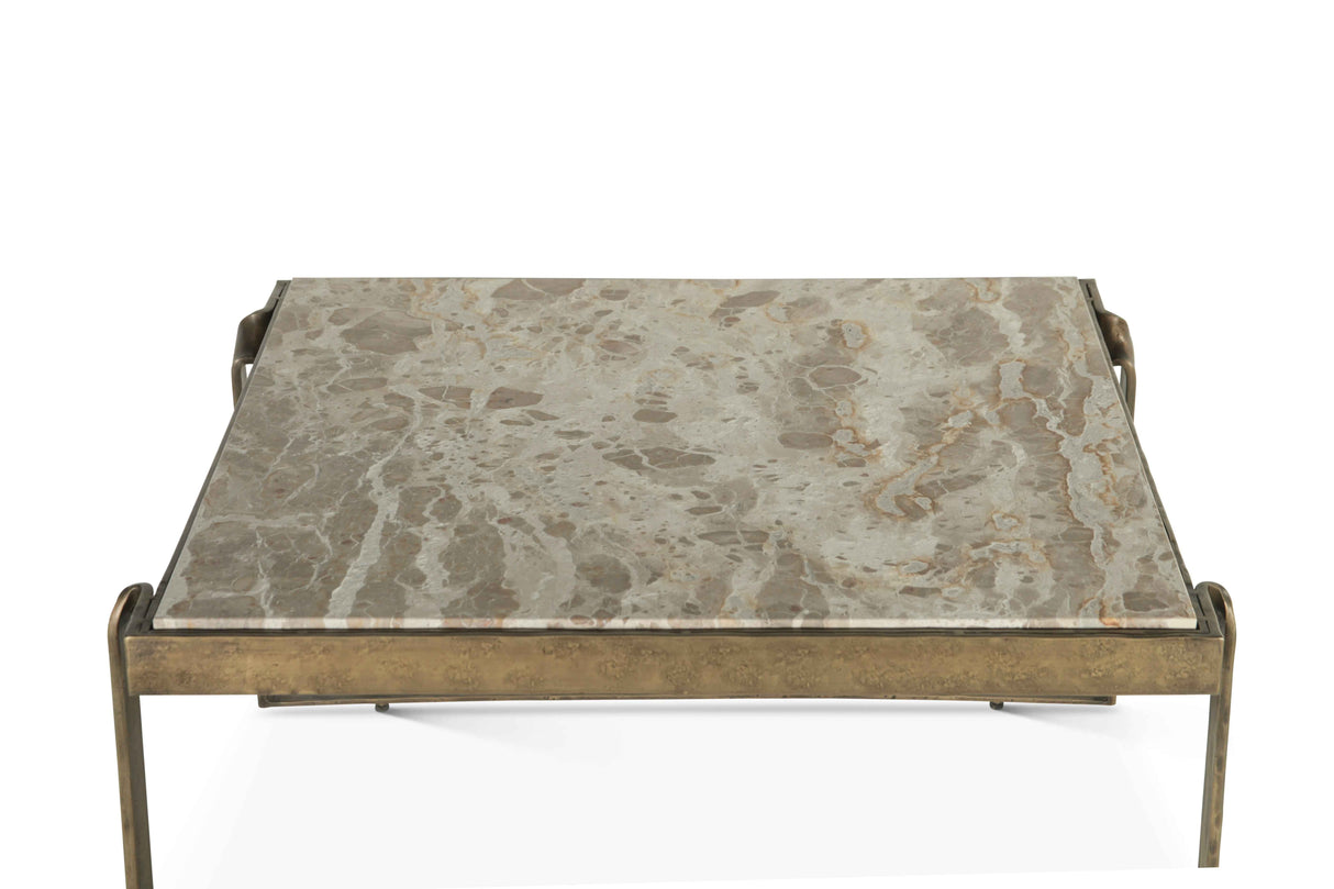 Argos 32" Coffee Table with Marble and Antique Brass by Home Trends & Design at Eve Furniture
