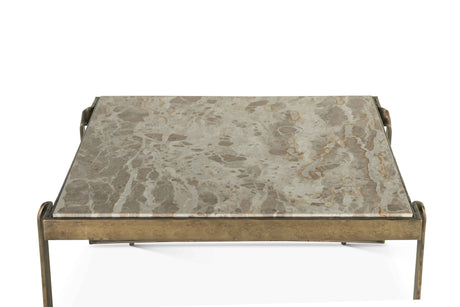 Argos 32" Coffee Table with Marble and Antique Brass by Home Trends & Design at Eve Furniture