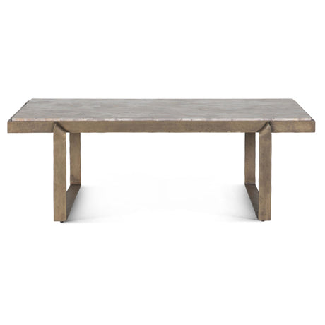 Argos 49" Large Coffee Table with Beige Marble Top and Antique Brass Base by Home Trends & Design at Eve Furniture