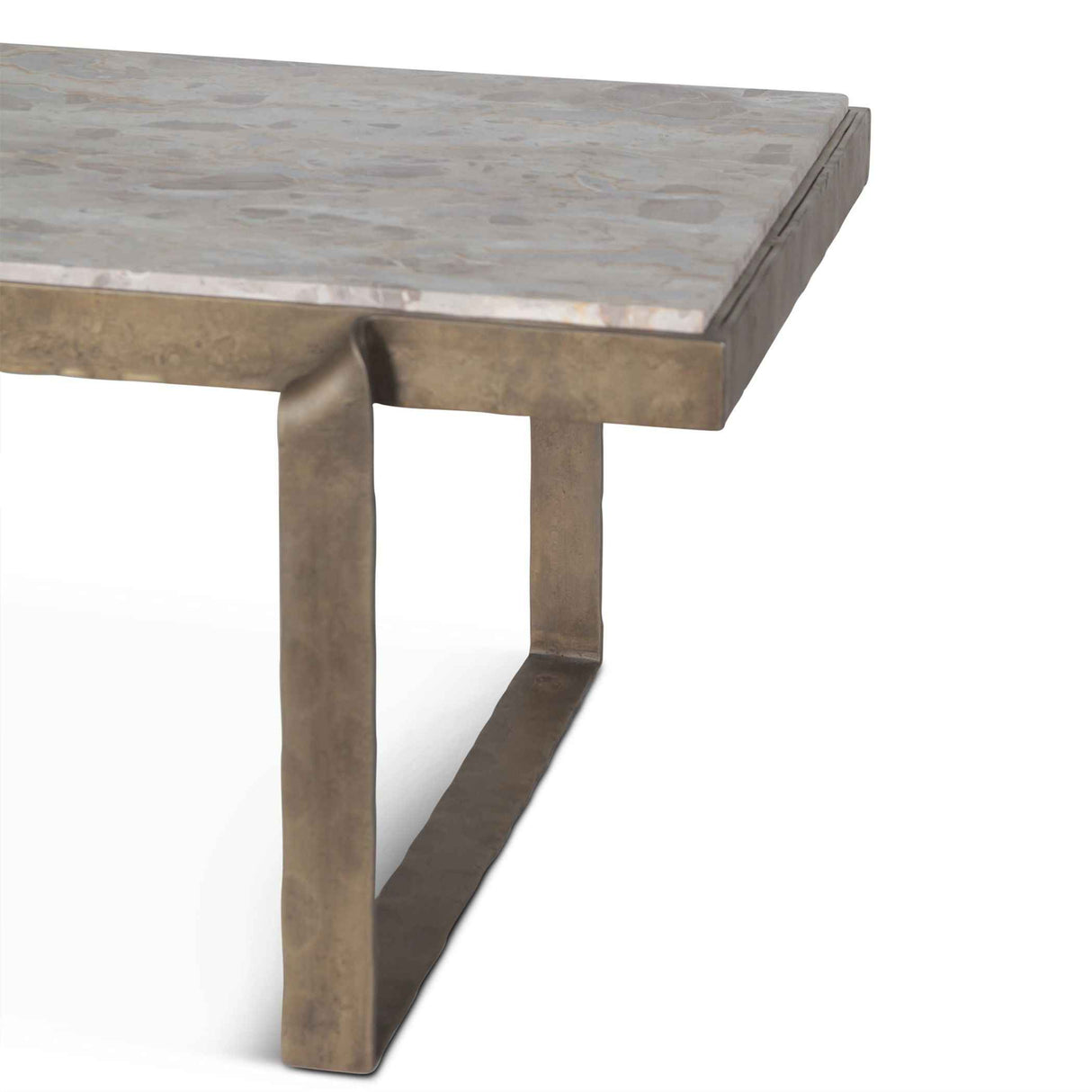 Argos 49" Large Coffee Table with Beige Marble Top and Antique Brass Base by Home Trends & Design at Eve Furniture