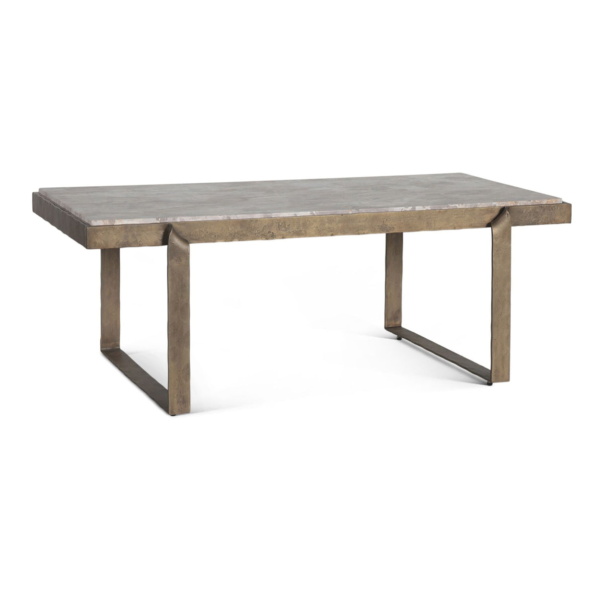 Argos 49" Large Coffee Table with Beige Marble Top and Antique Brass Base by Home Trends & Design at Eve Furniture