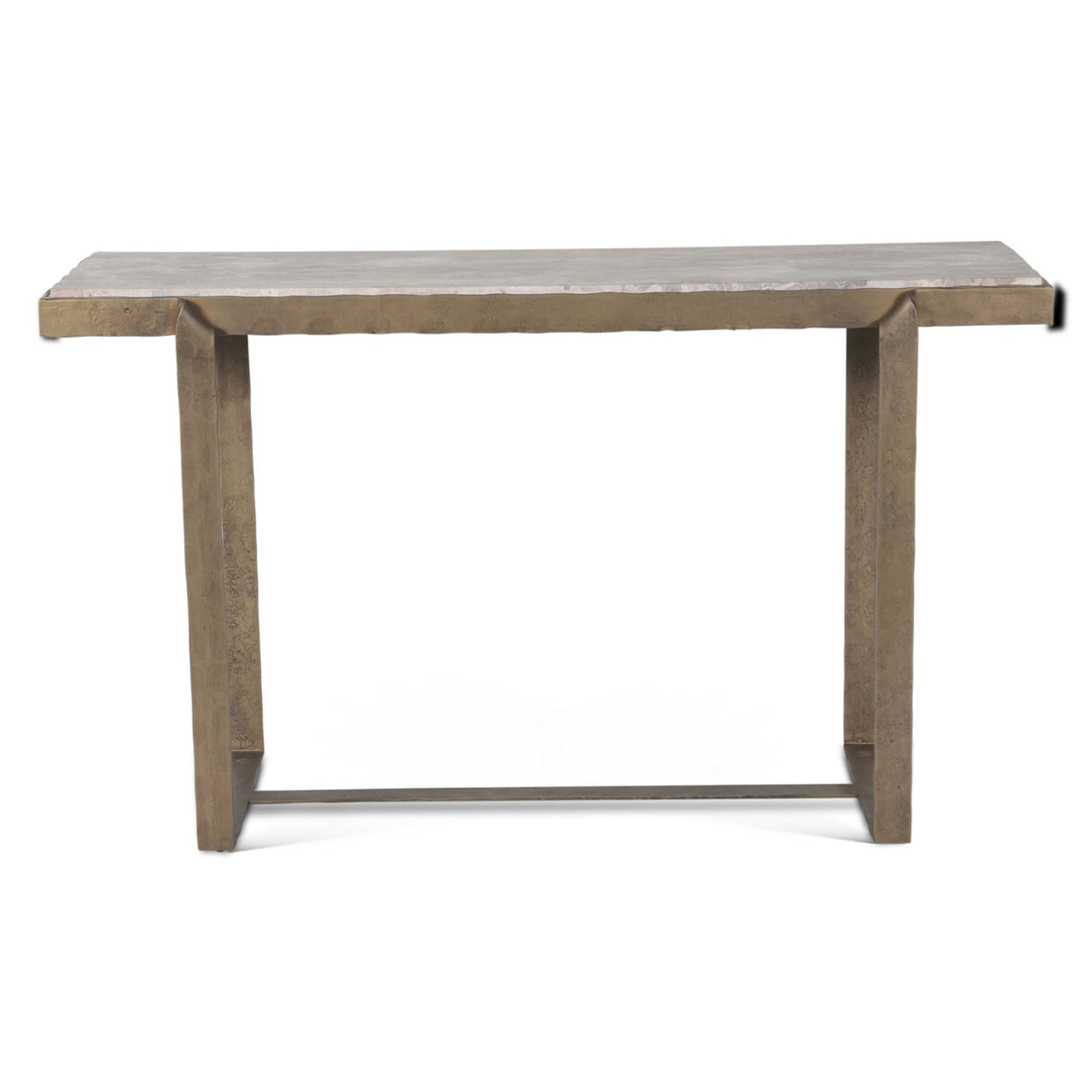 Argos 52" Console Table with Capri Beige Marble Top and Antique Brass Base by Home Trends & Design at Eve Furniture