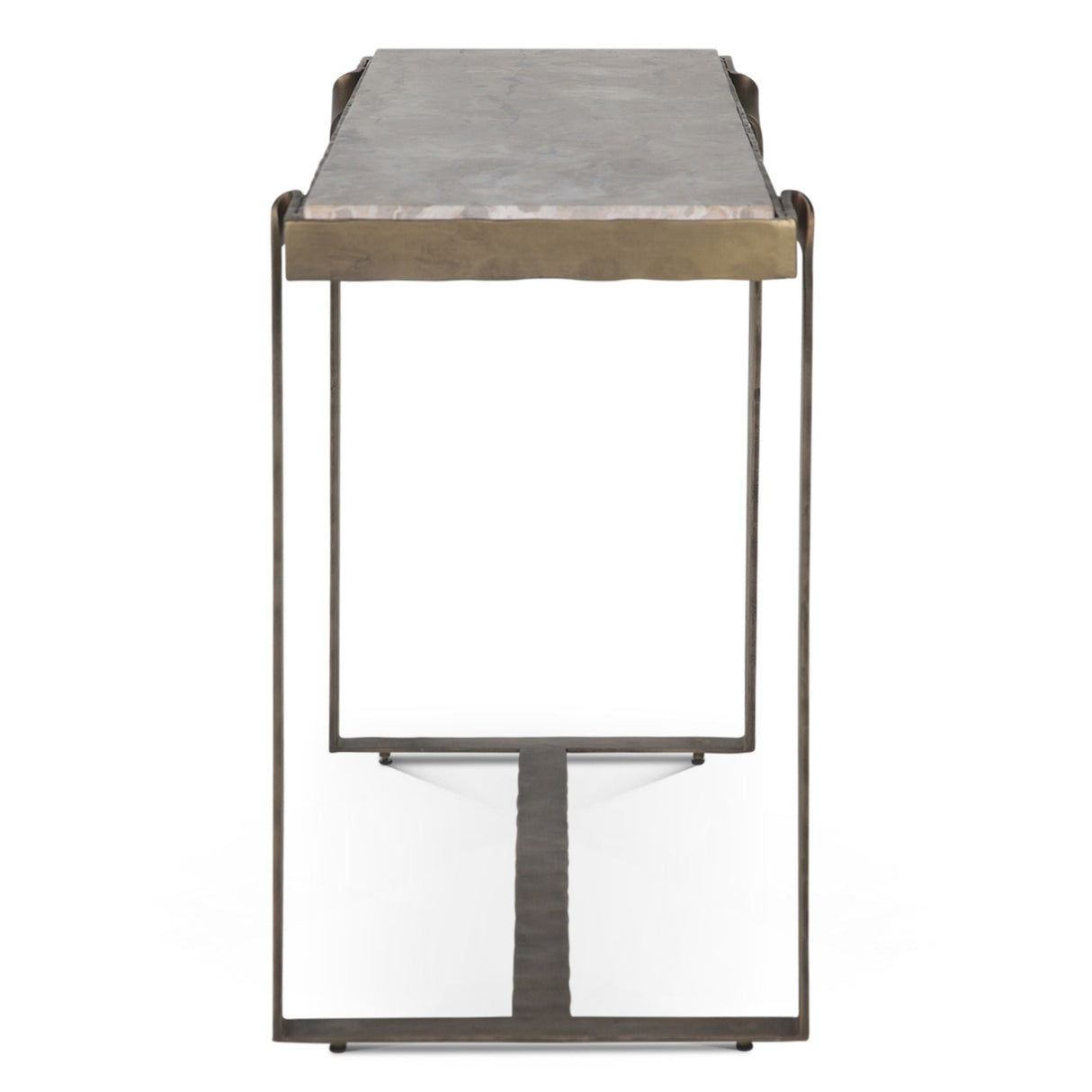 Argos 52" Console Table with Capri Beige Marble Top and Antique Brass Base by Home Trends & Design at Eve Furniture