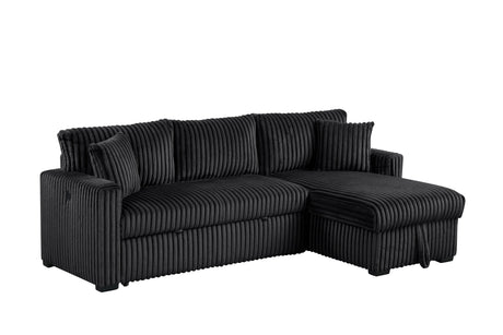 Aria Black Sectional With Pull-Out Bed & Storage Chaise by Happy Homes at Eve Furniture