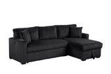 Aria Black Sectional With Pull-Out Bed & Storage Chaise by Happy Homes at Eve Furniture