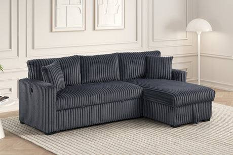 Aria Charcoal Sectional With Pull-Out Bed & Storage Chaise by Happy Homes at Eve Furniture