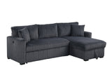 Aria Charcoal Sectional With Pull-Out Bed & Storage Chaise by Happy Homes at Eve Furniture