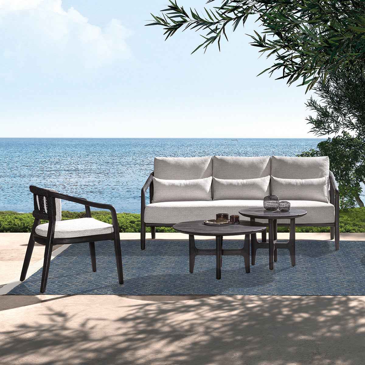 Aria Gray/Black Outdoor Sofa by Classic Home at Eve Furniture
