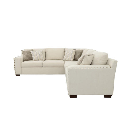 Aria L-Shaped Sectional with Nailhead Oatmeal