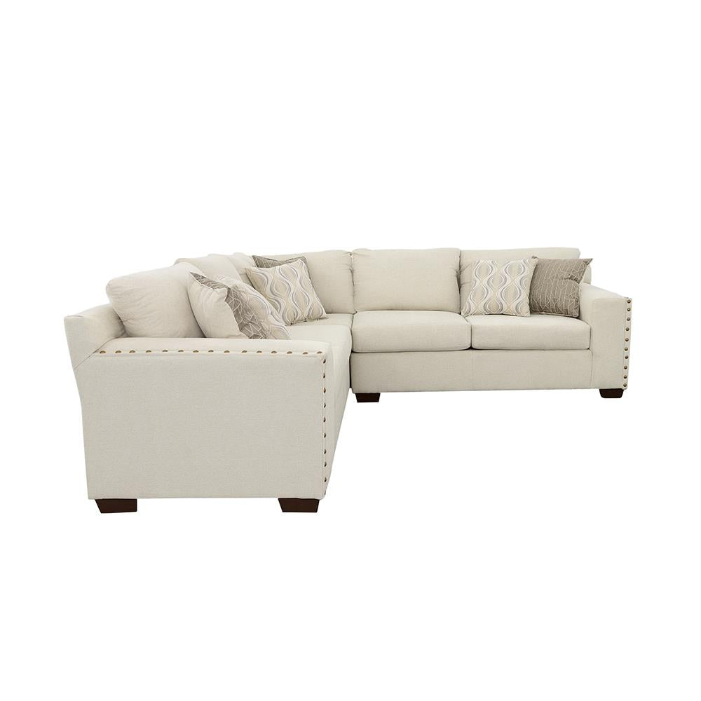 Aria L-Shaped Sectional with Nailhead Oatmeal