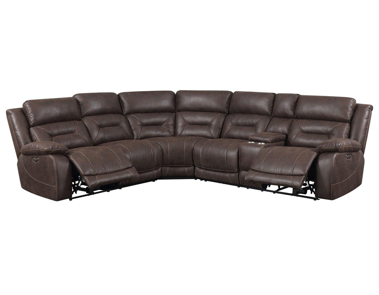 Aria Saddle Brown 3-Piece Dual-Power Reclining Sectional by Steve Silver at Eve Furniture