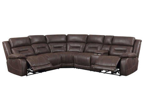 Aria Saddle Brown 3-Piece Dual-Power Reclining Sectional by Steve Silver at Eve Furniture