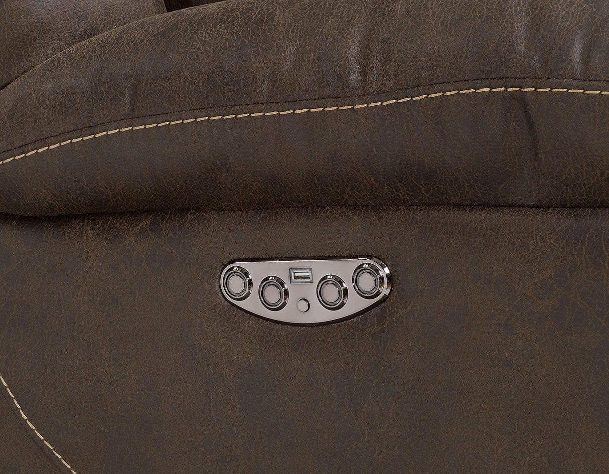 Aria Saddle Brown 3-Piece Dual-Power Reclining Sectional by Steve Silver at Eve Furniture