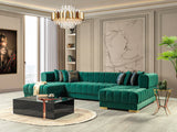 Ariana Green Velvet Double Chaise Sectional