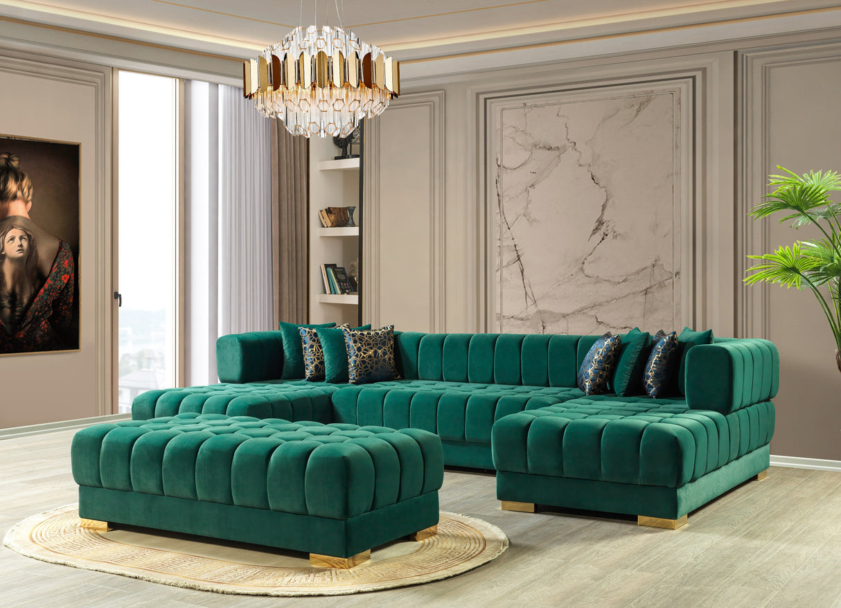 Ariana Green Velvet Double Chaise Sectional