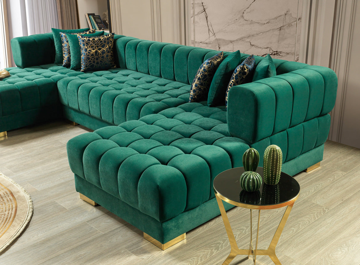 Ariana Green Velvet Double Chaise Sectional