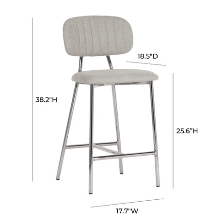Ariana Grey Counter Stool with Silver Legs - Set of 2 by TOV Furniture at Eve Furniture
