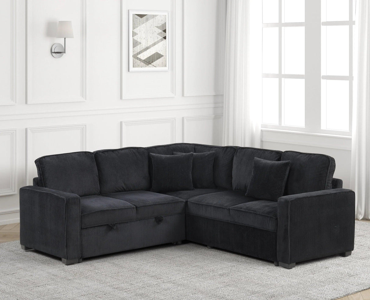 Ariel Black Sectional With Pull-Out Bed by Happy Homes at Eve Furniture