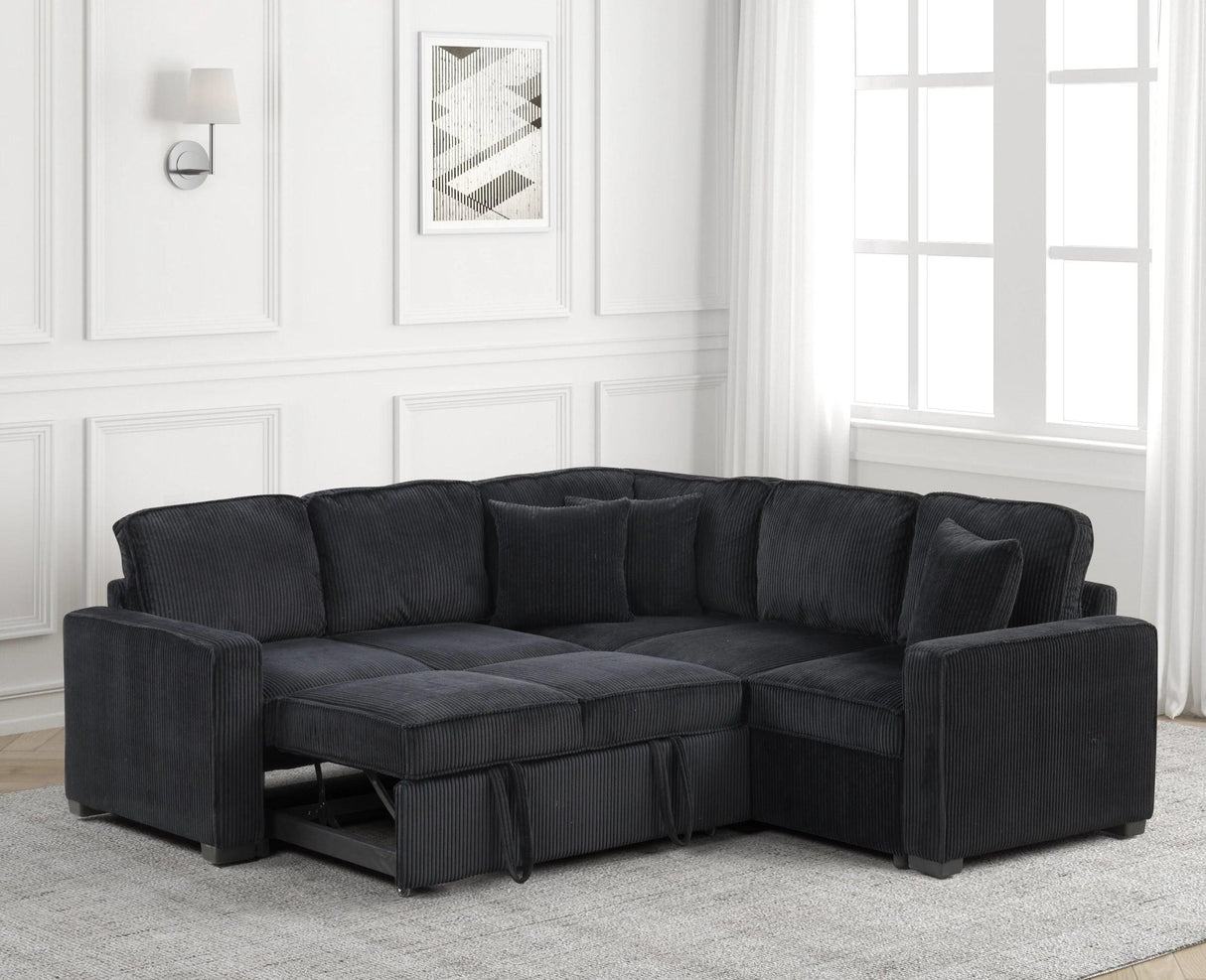 Ariel Black Sectional With Pull-Out Bed by Happy Homes at Eve Furniture