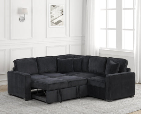 Ariel Black Sectional With Pull-Out Bed by Happy Homes at Eve Furniture