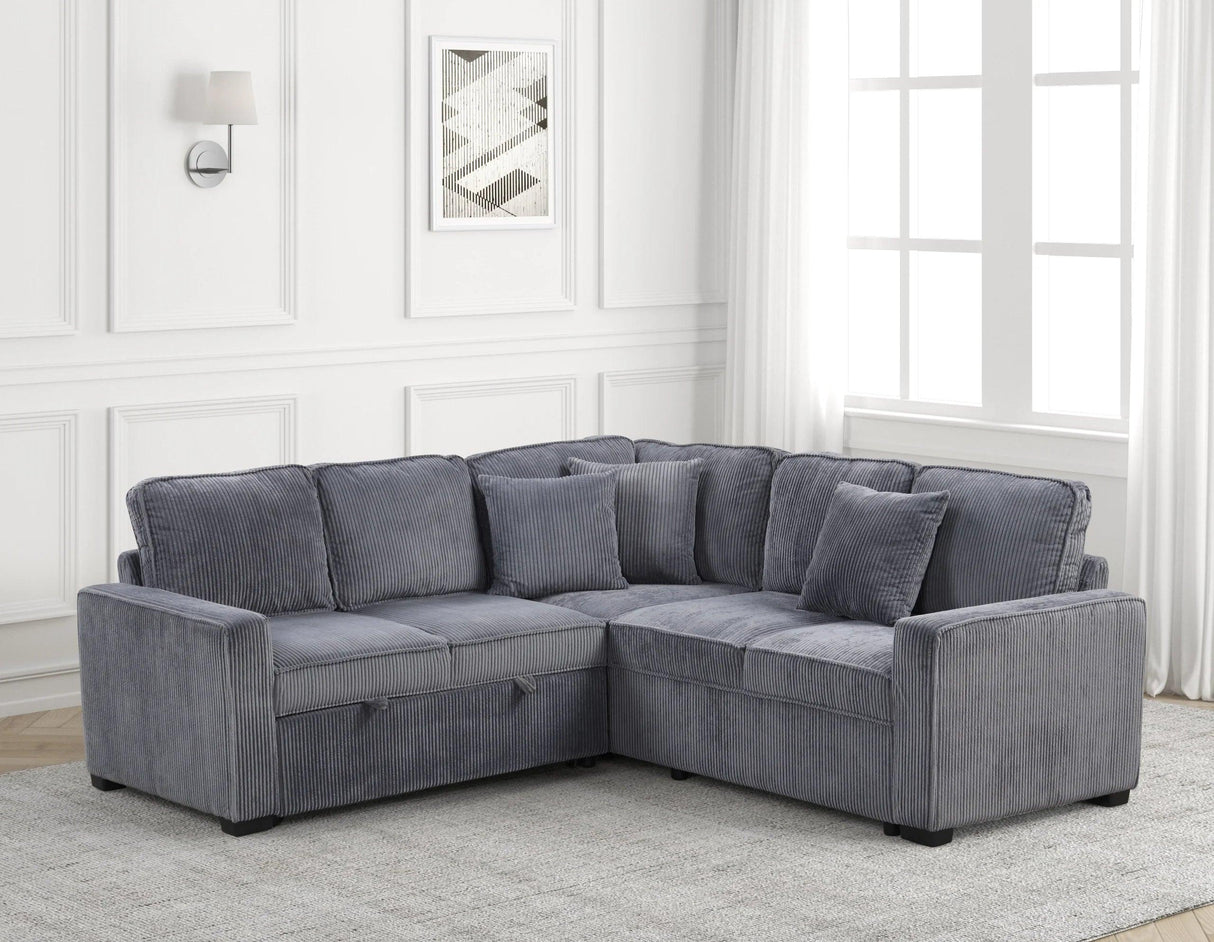 Ariel Charcoal Sectional With Pull-Out Bed by Happy Homes at Eve Furniture